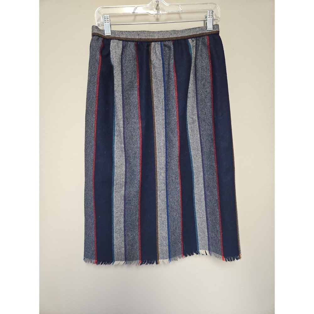 Haberdashery Collection Personal Vintage Wool Skirt Red Blue‎ - Size 14 - Picture 3 of 4